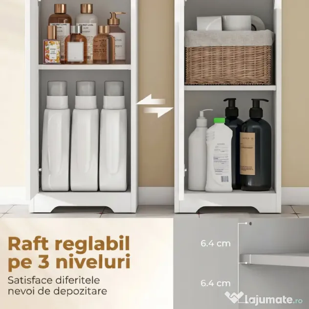 HOMCOM Dulap de Baie Înalt, Dulap Independent cu Raft Reglabil | Aosom Romania
