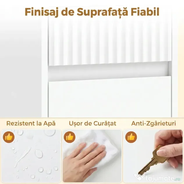 HOMCOM Dulap de Baie Înalt, Dulap Independent cu Raft Reglabil | Aosom Romania