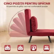 HOMCOM Fotoliu Pat Pliabil cu Spătar Reglabil, pentru O Persoană, Roșu Vișiniu | Aosom Romania