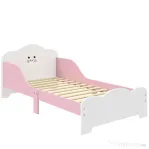 AIYAPLAY Pat Montessori pentru Copii 3-6 Ani din Lemn cu Laterale Ridicate și Imprimeuri Drăguțe pentru Cameră, MDF, Roz