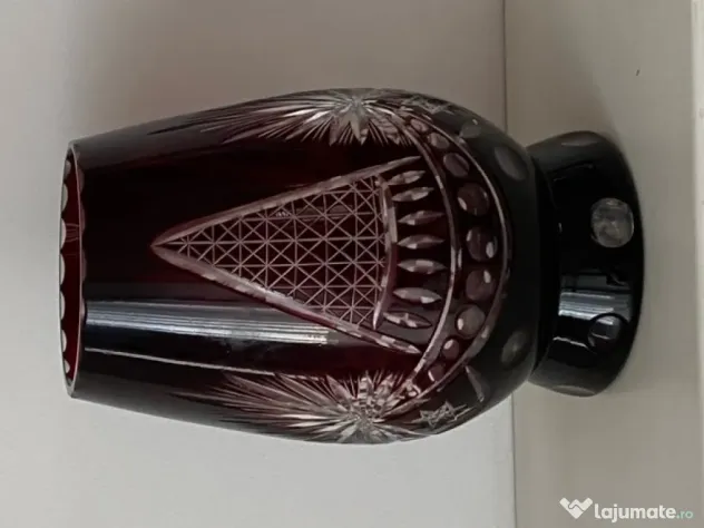 Vaza Cristal Bohemia Rosu Bordeaux