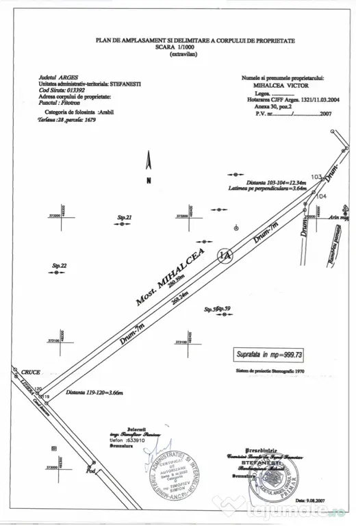 Teren extravilan 6.118 mp de vânzare – Ștefănești