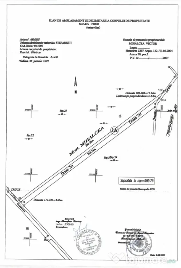 Teren extravilan 6.118 mp de vânzare – Ștefănești