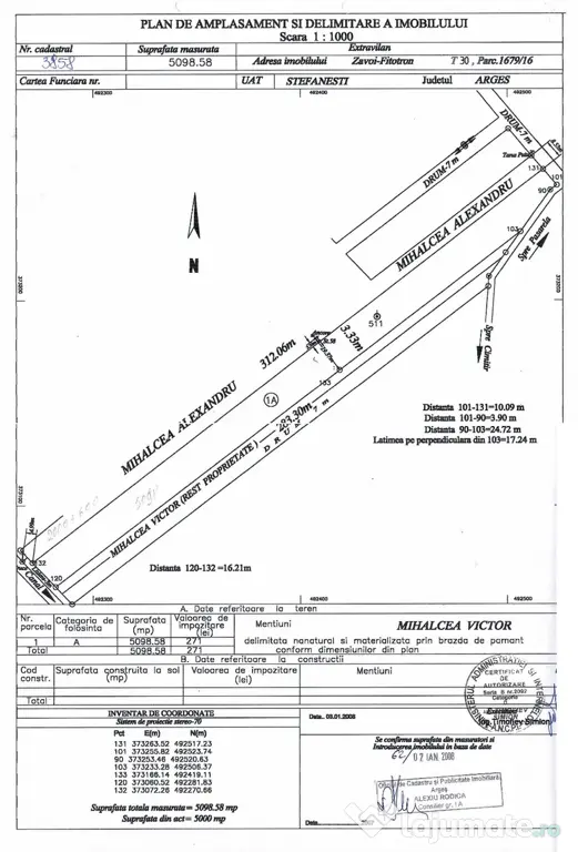 Teren extravilan 6.118 mp de vânzare – Ștefănești