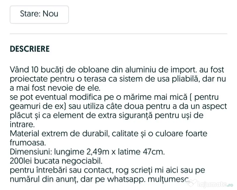 Obloane din aluminiu import Germania