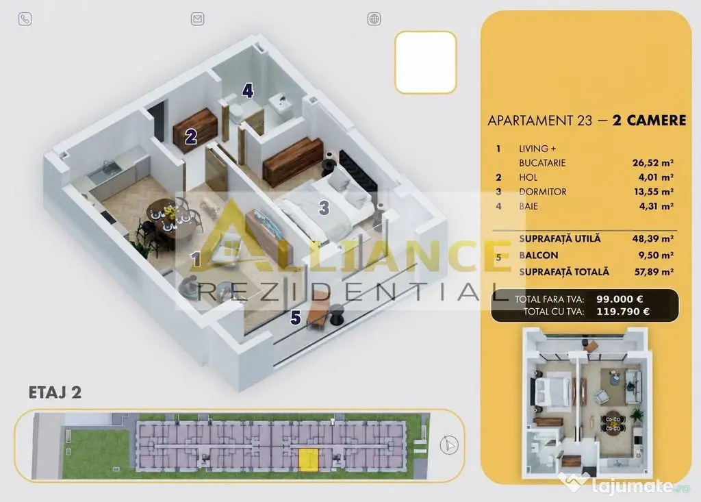 5 MINUTE METROU BERCENI - APARTAMENT 2 CAMERE - 58 mp - 1...