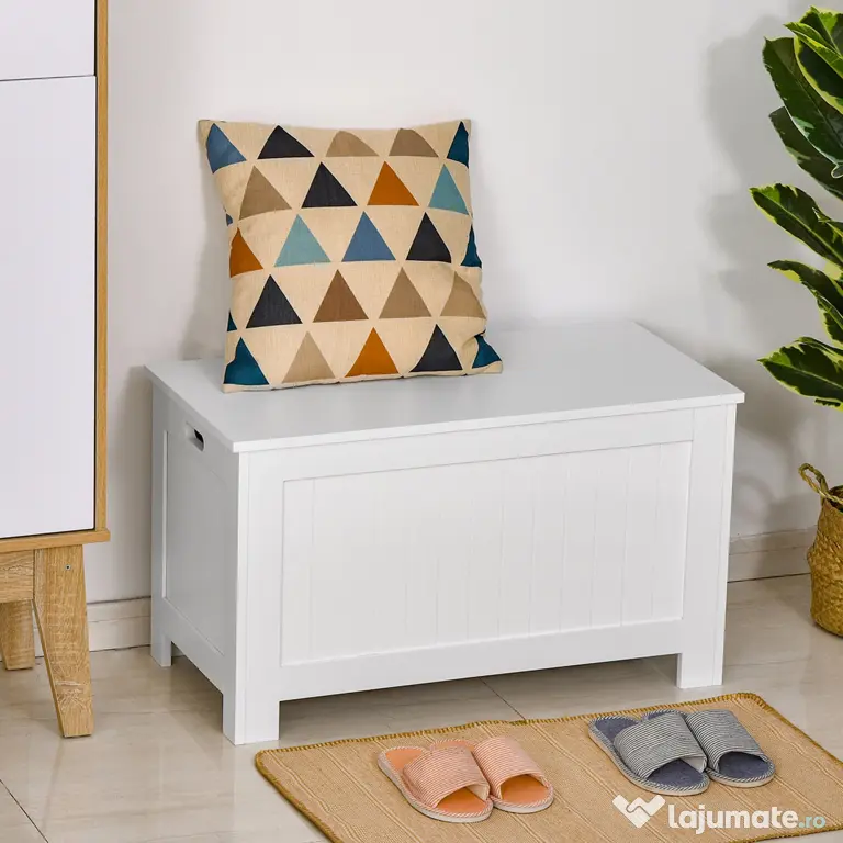 HOMCOM Banca de Depozitare din MDF Deschidere cu Blocare de siguranta 81x40x46cm