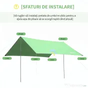 Outsunny, Cort de Plajă, Pentru petreceri, camping, Poliester, 300cm x 292cm, Verde 