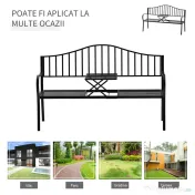 Outsunny Bancuta de Gradina In Fier Forjat cu Dungi Negru