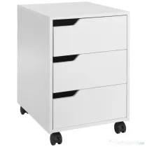 HOMCOM Comodă de birou cu 3 sertare și mânere ascunse, din lemn și metal, 40x50x57.5 cm, alb