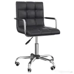 HOMCOM Scaun de Birou Rotativ, Scaun Ergonomic cu Brațe din Piele Ecologică, pentru Calculator și Studiu, Negru, 52.5x54x94cm