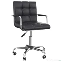 HOMCOM Scaun de Birou Rotativ, Scaun Ergonomic cu Brațe din Piele Ecologică, pentru Calculator și Studiu, Negru, 52.5x54x94cm