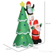 HOMCOM brad gonflabil, decoratiune Craciun cu led, 243 cm