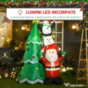 HOMCOM brad gonflabil, decoratiune Craciun cu led, 243 cm