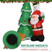 HOMCOM brad gonflabil, decoratiune Craciun cu led, 243 cm