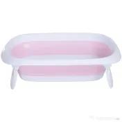 HOMCOM Cădiță de Baie Pliabilă pentru Nou-Născuți și Bebeluși, Antiderapantă, cu Dop de Evacuare a Apei, Design Ergonomic, Roz