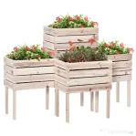 Outsunny Ghiveci de Gradina Ridicat cu 4 Ghiveci pentru Plante de 50x30x60cm din Lemn