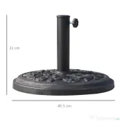 Outsunny Suport de Grădină pentru Umbrelă 9kg, Bază din Rășină Rezistentă cu Efect Bronz Antic, Ø45.5x31.5 cm, Negru 