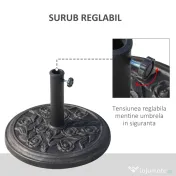 Outsunny Suport de Grădină pentru Umbrelă 9kg, Bază din Rășină Rezistentă cu Efect Bronz Antic, Ø45.5x31.5 cm, Negru 