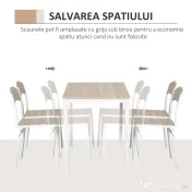 HOMCOM Set Masă de Prânz din 5 Piese cu 1 Masă Dreptunghiulară și 4 Scaune, 100x63x76,5 cm, Gri și Alb