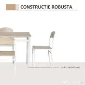 HOMCOM Set Masă de Prânz din 5 Piese cu 1 Masă Dreptunghiulară și 4 Scaune, 100x63x76,5 cm, Gri și Alb