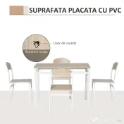 HOMCOM Set Masă de Prânz din 5 Piese cu 1 Masă Dreptunghiulară și 4 Scaune, 100x63x76,5 cm, Gri și Alb