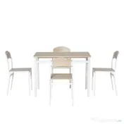 HOMCOM Set Masă de Prânz din 5 Piese cu 1 Masă Dreptunghiulară și 4 Scaune, 100x63x76,5 cm, Gri și Alb
