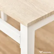 HOMCOM Set Masă de Prânz din 5 Piese cu 1 Masă Dreptunghiulară și 4 Scaune, 100x63x76,5 cm, Gri și Alb