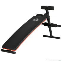 HOMCOM Bancă pentru Abdomene Pliabilă și Reglabilă cu Spătar Tapițat, 47x139x51-69cm, Negru și Roșu