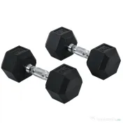 HOMCOM Set Gantere Sală 2 x 8 kg cu Mâner Antiderapant pentru Fitness Acasă, Negru 
