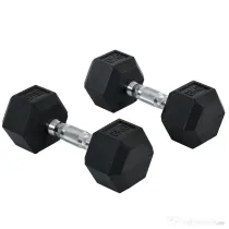 HOMCOM Set Gantere Sală 2 x 8 kg cu Mâner Antiderapant pentru Fitness Acasă, Negru