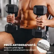 HOMCOM Set Gantere Sală 2 x 8 kg cu Mâner Antiderapant pentru Fitness Acasă, Negru 