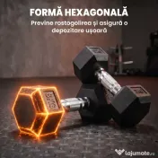 HOMCOM Set Gantere Sală 2 x 8 kg cu Mâner Antiderapant pentru Fitness Acasă, Negru 