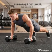HOMCOM Set Gantere Sală 2 x 8 kg cu Mâner Antiderapant pentru Fitness Acasă, Negru 