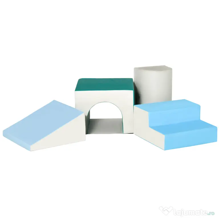 HOMCOM Set 4 Blocuri de Construcții Moi pentru Copii cu Vârsta de 1-3 Ani, Modulabile, Multicolor
