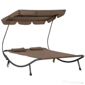 Outsunny Pat Matrimonial 2 Locuri Parasolar Reglabil de Exterior si Gradina 200x175 x134cm Maro 