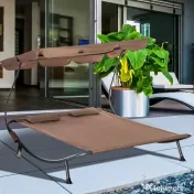 Outsunny Pat Matrimonial 2 Locuri Parasolar Reglabil de Exterior si Gradina 200x175 x134cm Maro 
