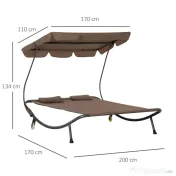 Outsunny Pat Matrimonial 2 Locuri Parasolar Reglabil de Exterior si Gradina 200x175 x134cm Maro 