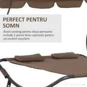 Outsunny Pat Matrimonial 2 Locuri Parasolar Reglabil de Exterior si Gradina 200x175 x134cm Maro 