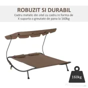 Outsunny Pat Matrimonial 2 Locuri Parasolar Reglabil de Exterior si Gradina 200x175 x134cm Maro 