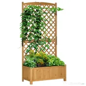 Outsunny Jardiniera Verticala Lemn Galben 90×45×180 cm – Brad & Design Vertical