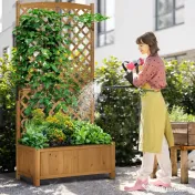 Outsunny Jardiniera Verticala Lemn Galben 90×45×180 cm – Brad & Design Vertical