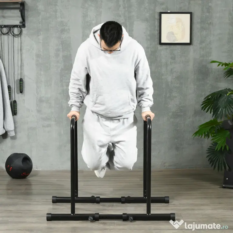 Statie SPORTNOW cu conector de siguranta, bara de scufundare reglabila pe inaltime si lungime, pentru antrenamentul la gimnastica acasa