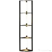 HOMCOM Lampadar Coloană din MDF cu 4 Rafturi și Iluminare LED de 3000K, 41x29.5x163.5 cm, Negru 