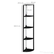 HOMCOM Lampadar Coloană din MDF cu 4 Rafturi și Iluminare LED de 3000K, 41x29.5x163.5 cm, Negru 