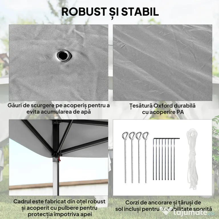 Outsunny Foișor Pliabil cu Plasă de Țânțari, Baldachin Dublu, Înălțime Reglabilă și Geantă, 330x330x288 cm, Bej