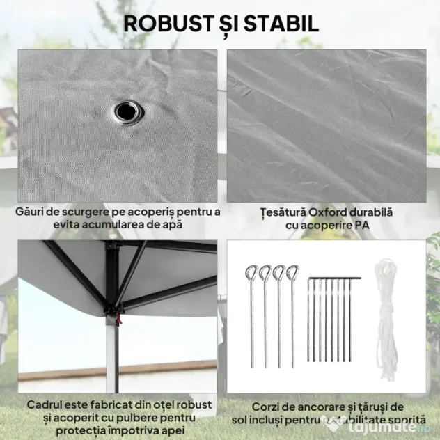 Outsunny Foișor Pliabil cu Plasă de Țânțari, Baldachin Dublu, Înălțime Reglabilă și Geantă, 330x330x288 cm, Bej