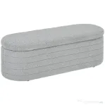 HOMCOM Banchetă Tapiţată cu Spaţiu de Depozitare și Picioare din Lemn de Eucalipt, 116x41x40.5 cm, Gri Deschis