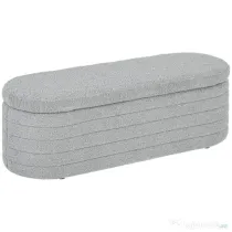 HOMCOM Banchetă Tapiţată cu Spaţiu de Depozitare și Picioare din Lemn de Eucalipt, 116x41x40.5 cm, Gri Deschis