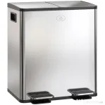 HOMCOM Coș de Gunoi cu 2 Compartimente de 20L cu Închidere Silențioasă, din Oțel Inoxidabil și PP, 45.8x36x51.6 cm
